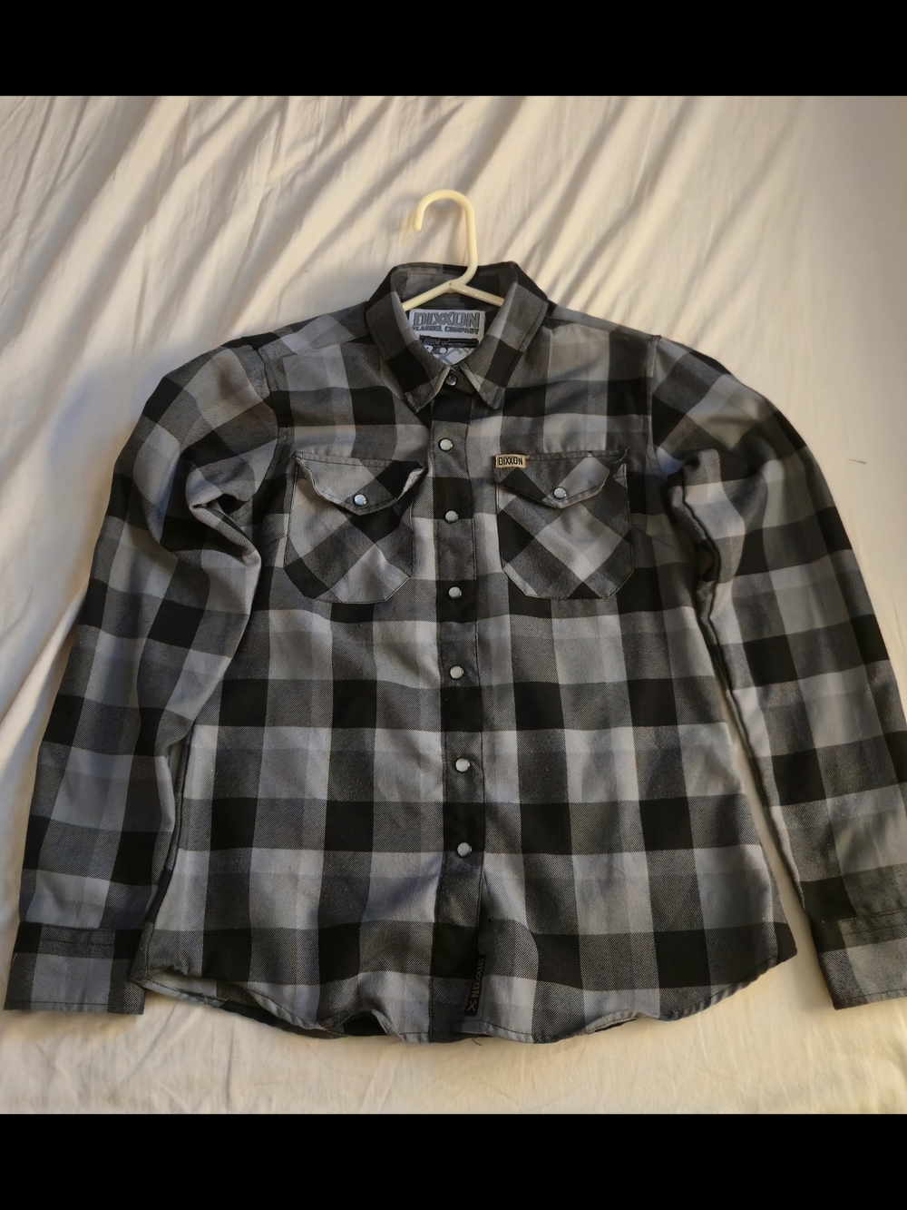 Dixxon Flannel Co "The 1911" Women's Size Medium Black/Grey Plaid Pearl Snap